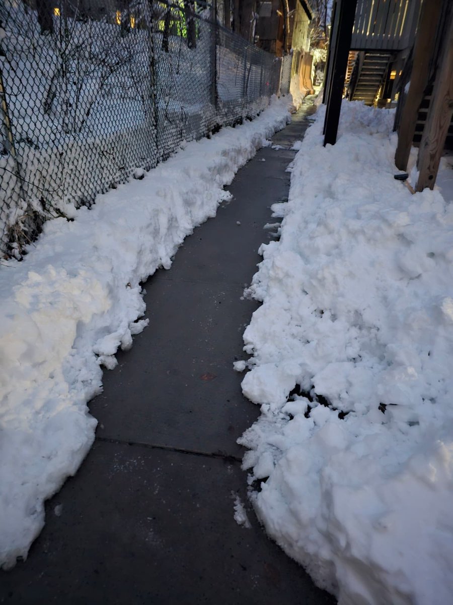 Walkway shoveled clear of snow by Shaleg Landscaping